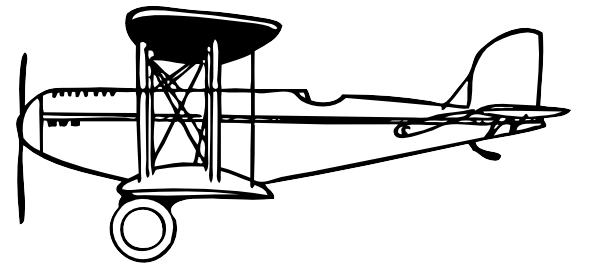 Free Vector Plane Outline Clip Art - Wright Brothers Plane Outline (594x275)