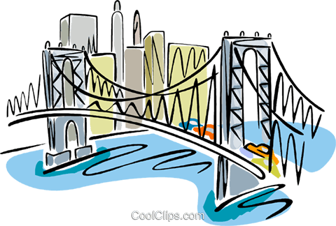 Bridge With A Cityscape Royalty Free Vector Clip Art - Bridge (480x324)