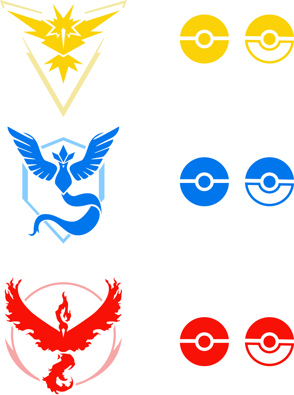 Collection Of Free Pokemon Vector Character - Pokemon Go Team Contribution (1024x1375)
