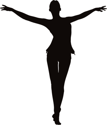 Girl Ballerina Silhouette At - Women Silhouette Arms Outstretched (427x500)
