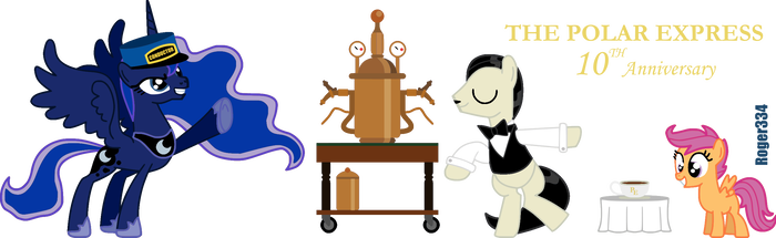 Magicrailroadjames 23 8 The Polar Express By Roger334 - Polar Express The Conductor Fan Art (700x215)