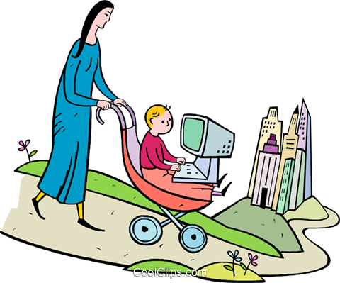 Walking The Baby Royalty Free Vector Clip Art Illustration - Table Tennis (480x399)