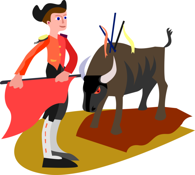 Vector Illustration Of Spanish Matador Toreador Bullfighter - Matador Cartoon (780x700)
