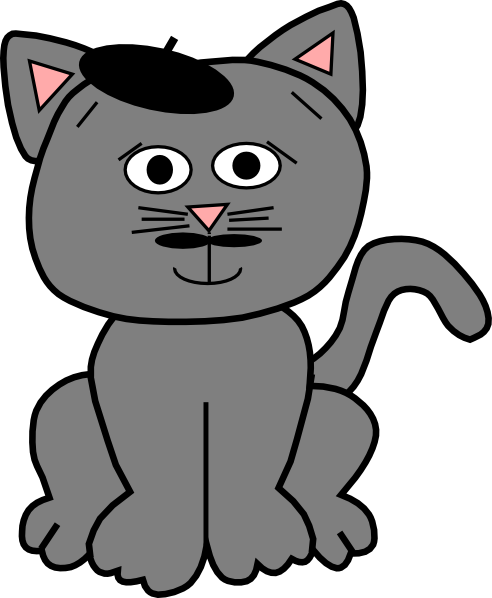 Clip Art Shy Cat (492x598)