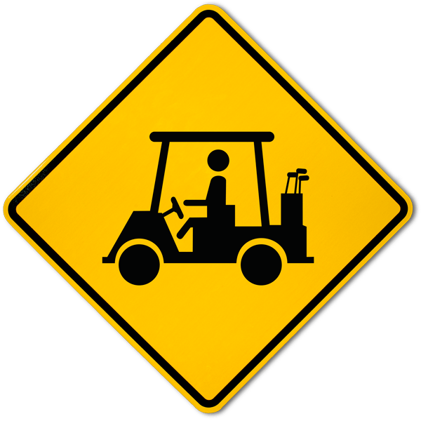 Golf Cart Crossing Sign - Golf Cart Sign (600x600)