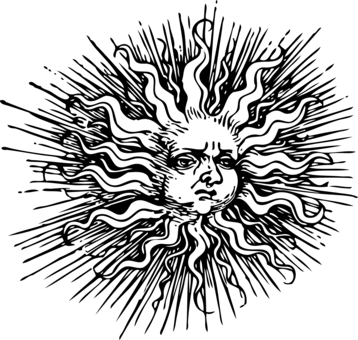 Drawing Face Sun Silhouette Line Art - Sun Shine Shower Curtain (358x340)