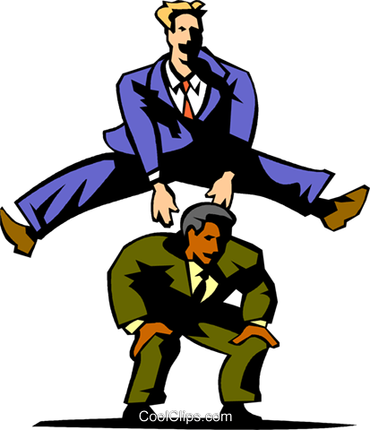 Businessmen Playing Leap Frog Royalty Free Vector Clip - Leadership (413x480)