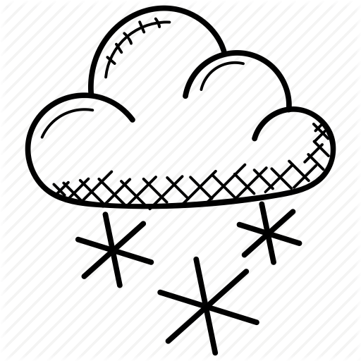 Black And White Raindrops Doodle Clipart Rain Cloud - Stock Illustration (512x512)