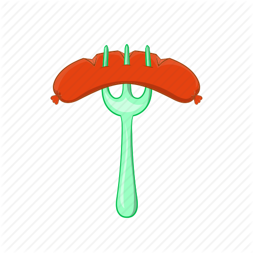 Sausage Clipart Sausage - Fork In Food Cartoon (512x512)