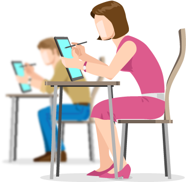 Development Of Online Examination Software With Subjective - Students Giving Online Exams (389x426)