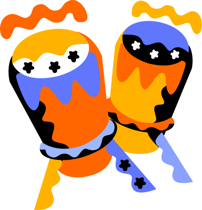 Vector Illustration Of Bongo Drums Percussion Instrument - Vector Illustration Of Bongo Drums Percussion Instrument (672x700)