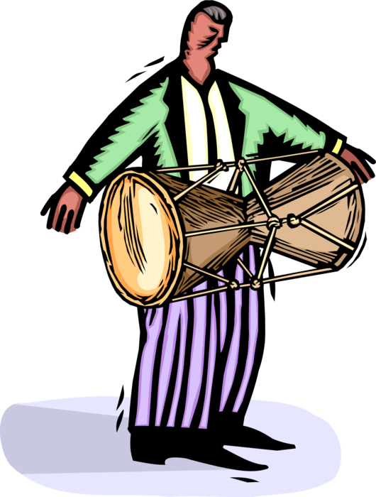Vector Illustration Of Musician Plays African Conga - Illustration (530x700)
