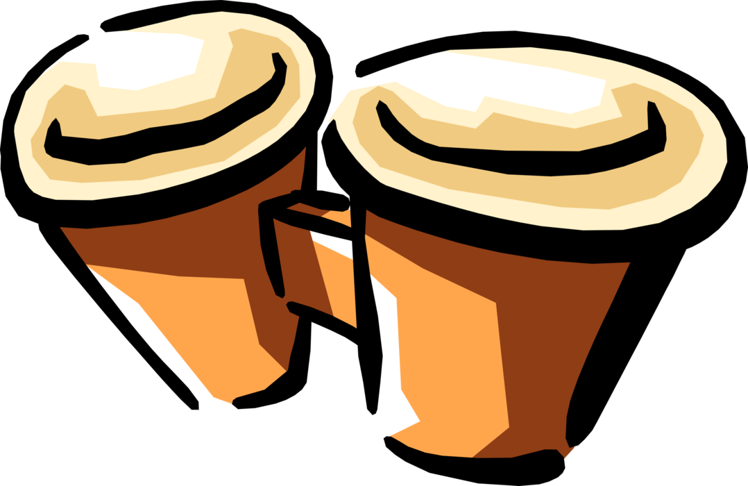 Vector Illustration Of Bongo Drums Percussion Instrument - Bongos Clipart (1078x700)