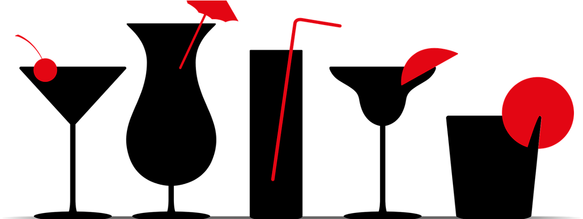 Juice Distillery Drinks Equipment - Cocktails Silhouette (1180x435)