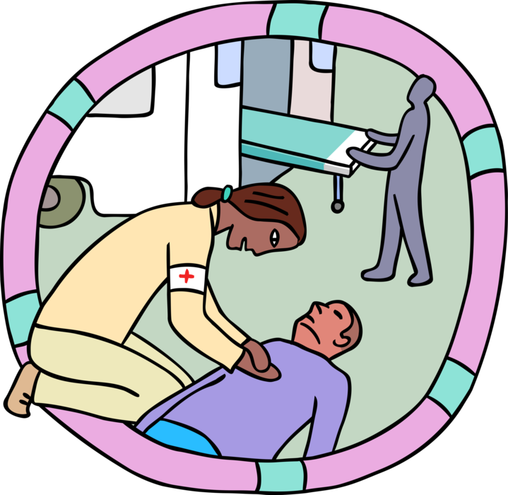 Vector Illustration Of Patient Receives Cardiopulmonary - Cardiopulmonary Resuscitation (719x700)