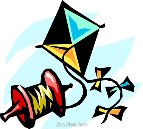 Flying A Kite Royalty Free Vector Clip Art Illustration - Fly A Kite Cartoon (480x435)