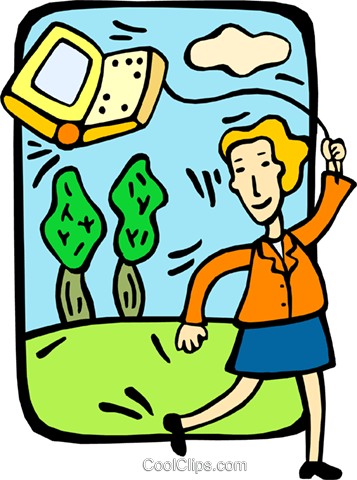 Woman Flying A Computer Kite Royalty Free Vector Clip - Woman Flying A Computer Kite Royalty Free Vector Clip (357x480)
