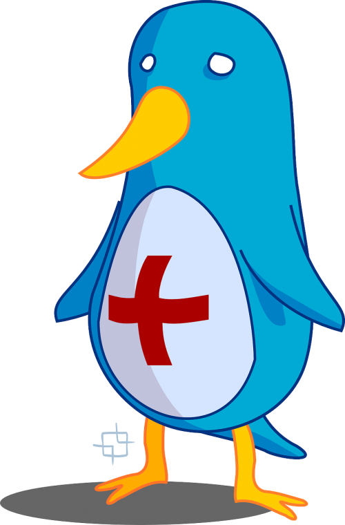 Tux,blue,penguin,red Cross,medic,help,free Vector Graphics - Clip Art (500x760)