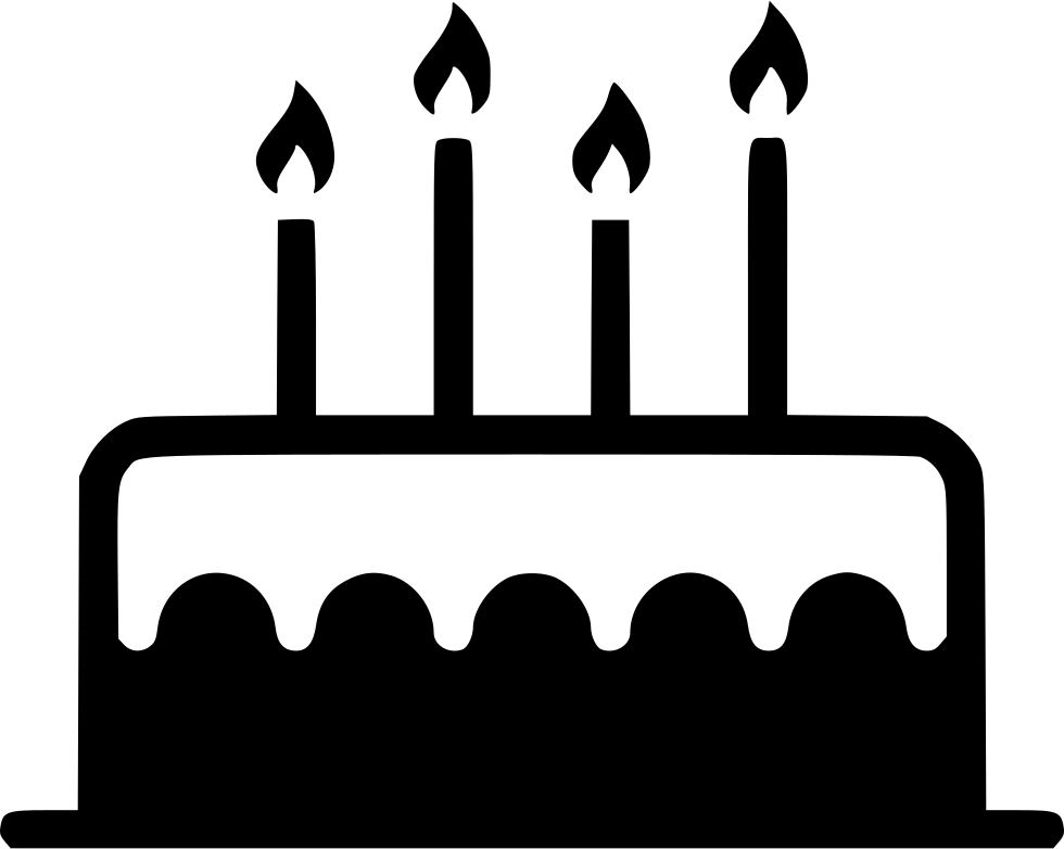 Banner Black And White Download Birthday Candle Sweet - Birthday Cake Icon Png (980x782)