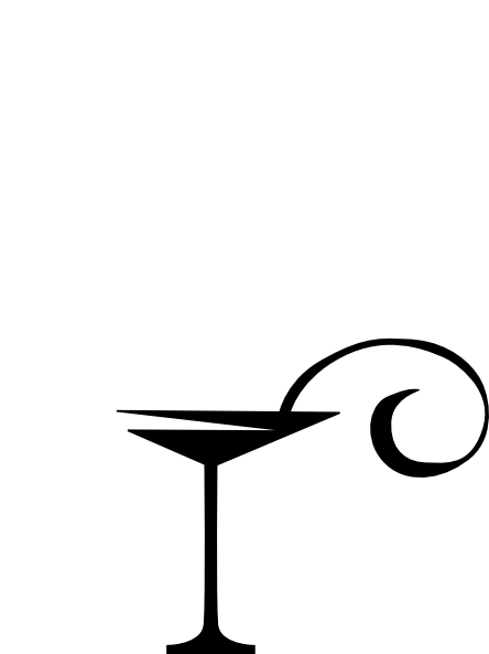 Splash Clipart Martini Glass - Martini Black And White Clipart Gatsby (444x593)