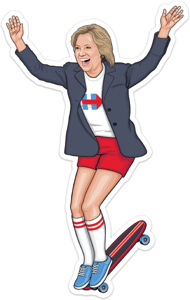 Hillary Hangs Ten Stickers - Cactus (377x593)