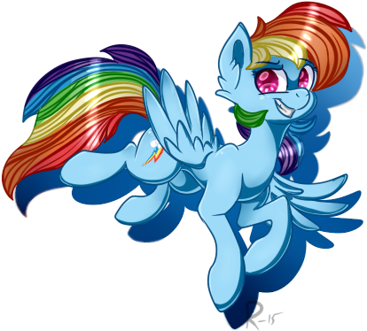 Ren-kun070, Flying, Grin, Rainbow Dash, Safe, Simple - Cartoon (500x500)