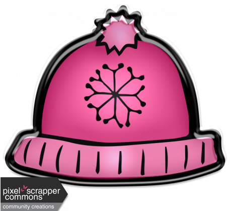 Winter Puffy Sticker Pink Snowflake Hat - Digital Scrapbooking (456x456)