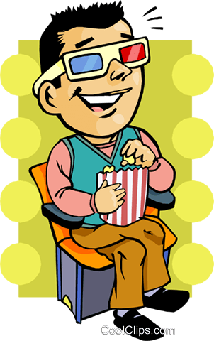 Watching People Cliparts - Cartoon Man Watching Movie (302x480)