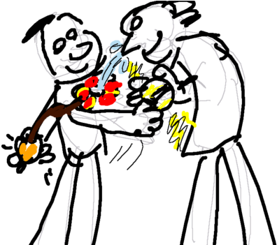 When Somebody Tries To Hand You A Giant Bee, Just Squirt - Cartoon (500x350)