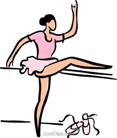 Ballerina Stretching Royalty Free Vector Clip Art Illustration - Clip Art (406x480)