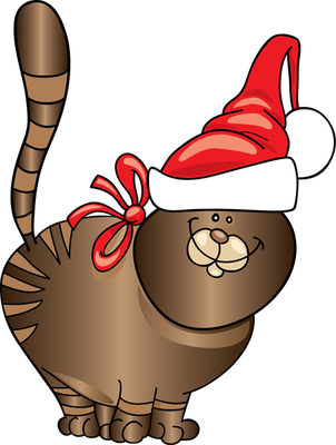 Christmas Cat Clip Art - Christmas Cat Clipart Free (302x400)