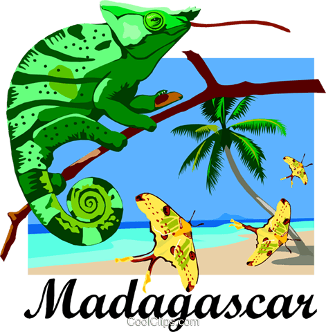 Madagascar Postcard Design Royalty Free Vector Clip - Madagascar Clipart (471x480)