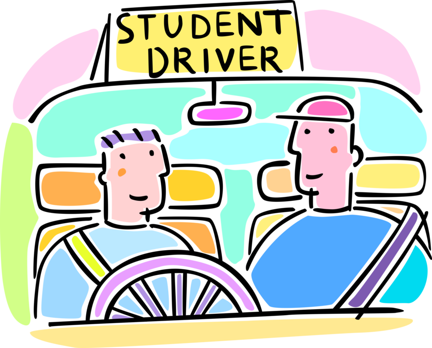 Vector Illustration Of Student Motorist Driver Education - Learning To Drive Png (868x700)