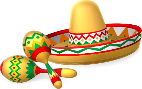 Maracas Png Сомбреро Png - Sombrero And Maracas (550x347)
