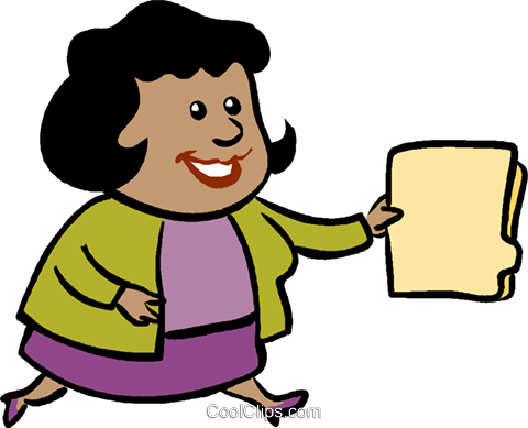 Businesswoman Running With A File Folder Royalty Free - Cartoon (480x389)