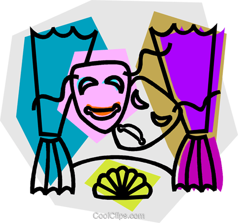 Comedy And Drama Masks Royalty Free Vector Clip Art - Theatre Clipart (480x449)