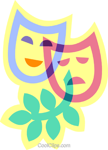 Drama Masks Royalty Free Vector Clip Art Illustration - Illustration (347x480)