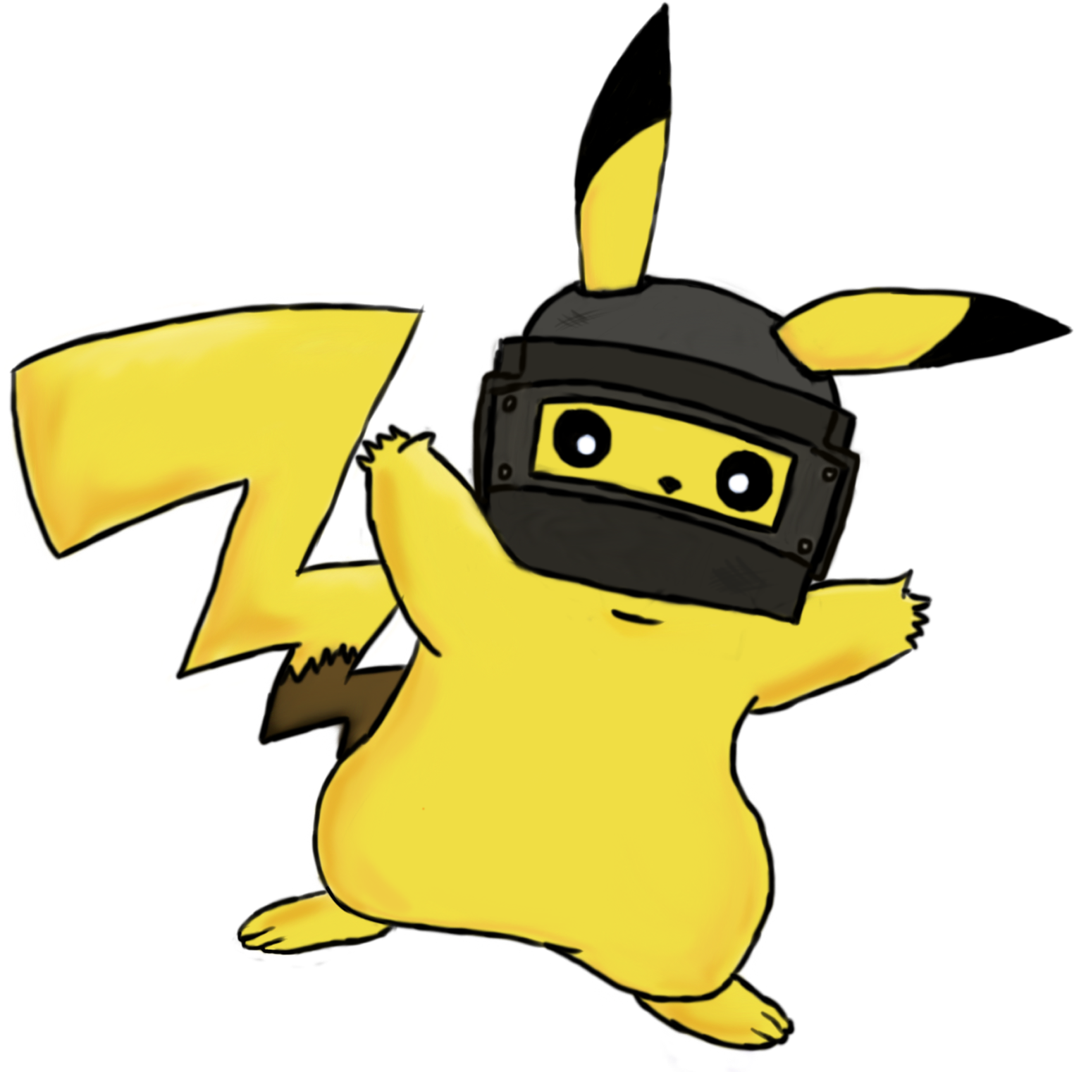 Pikachu With A Level 3 Pubg Helmet - Pubg Lvl 3 Helmet Drawing (1535x1535)