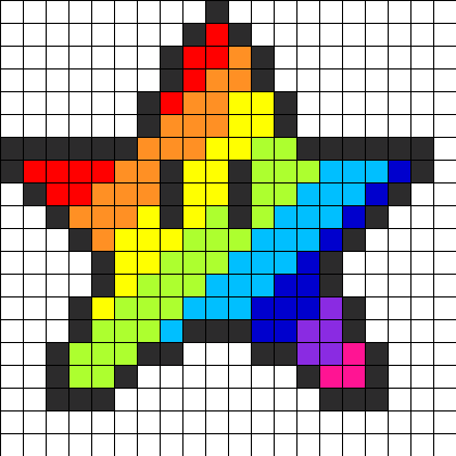 Etoile Mario Mulcicolore En Perles Hama - Pixel Art Mario Etoile (420x420)