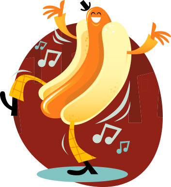 Hope To See You There - Dancing Hot Dog Animation (353x386)