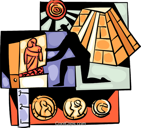 Archeologist With Pyramids Royalty Free Vector Clip - Archeologist (480x436)