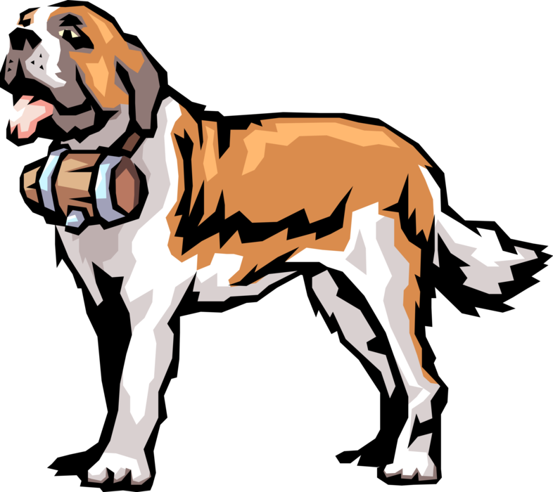 Vector Illustration Of Cartoon Saint Bernard Swiss - St Bernard Dog Vector (786x700)