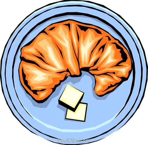 Croissant With Butter Royalty Free Vector Clip Art - Croissant Clip Art (480x472)