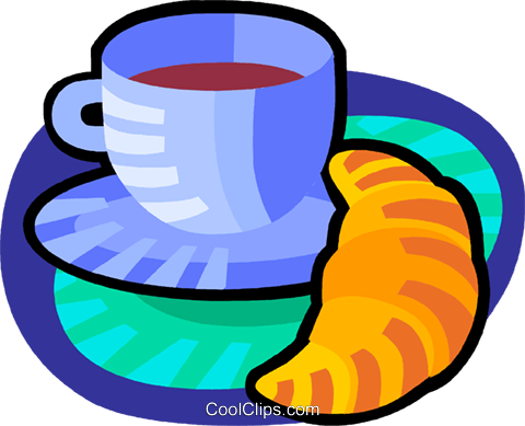Coffee And Croissant Royalty Free Vector Clip Art Illustration - Kaffee Und Gipfeli Clipart (480x389)