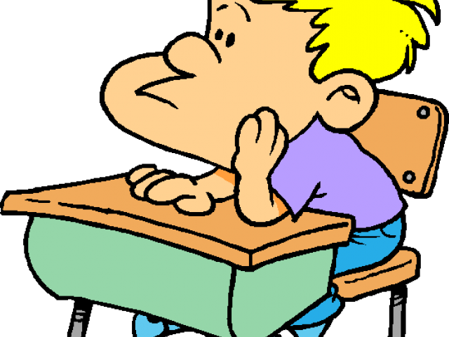 Student Paying Attention Clipart - Cartoon Student Sitting At Desk (640x480)