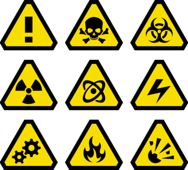 Warning Sign Hazard Symbol Safety - Warning Signs (376x340)