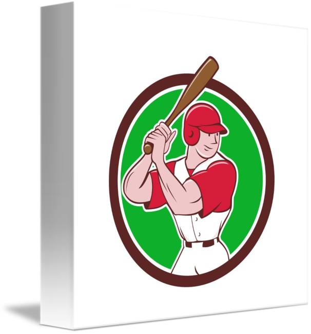 Baseball Player Batting Stance Circle Cartoon By Aloysius - Big Jerk Custom Products Ltd Cute Dog Cat Pet Id Tag (606x650)