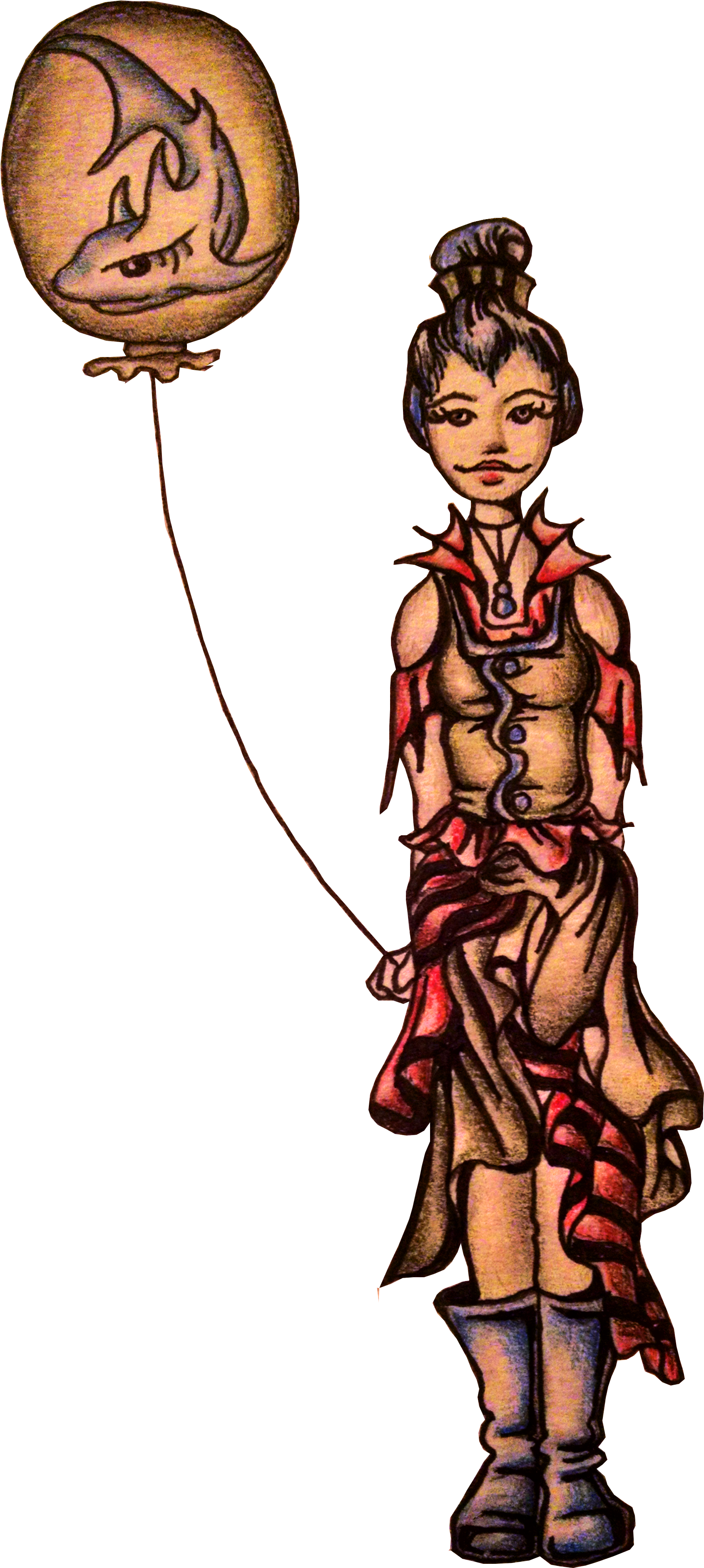 Girl With Shark Balloon - Illustration (1826x3840)
