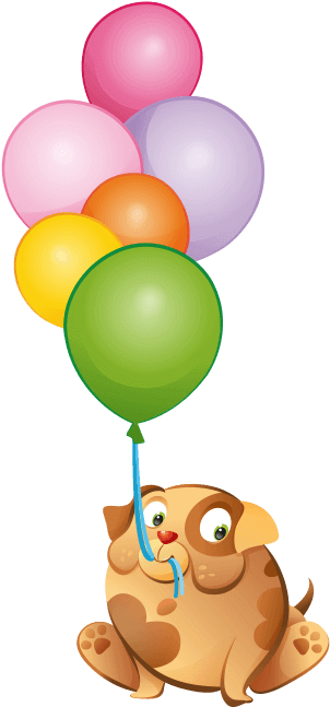 Dog With Balloons - Sticker (700x700)