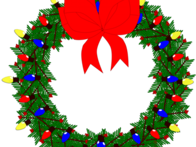 Garland Clipart Black And White - Christmas Wreath Clipart Transparent (640x480)